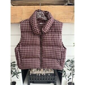 Madewell Burgundy Plaid Quilted Puffer Vest